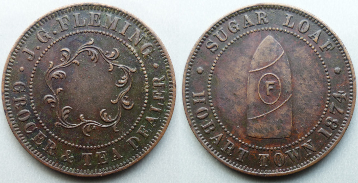Tasmania, Hobart, J G Fleming 1874 penny